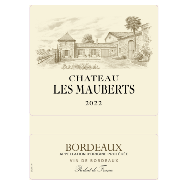 Bordeaux, Chateau Les Mauberts, Cabernet Merlot, 2022 Wooden Case - 750/12