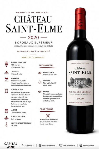Bordeaux Superior, Chateau Saint Elme, 2019 - 750/12