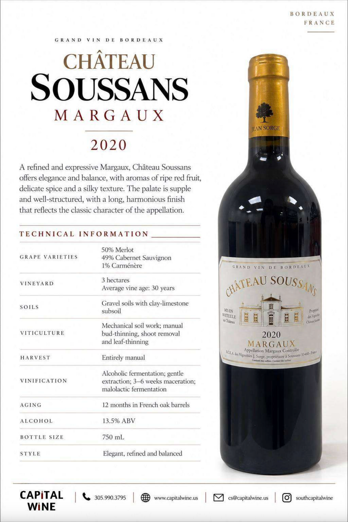 Margaux, Chateau Soussans, 2020 750/12