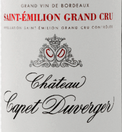 Bordeaux Chateau Capet Duverger, St Emilion Grand Cru 2022 - 750/12 92pts JS