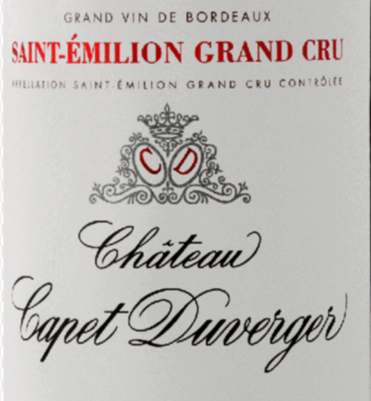 Bordeaux Chateau Capet Duverger, St Emilion Grand Cru 2022 - 750/12 92pts JS