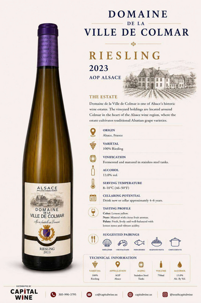 Alsace, Domaine De La Ville De Colmar, Riesling 2022 - 750/12