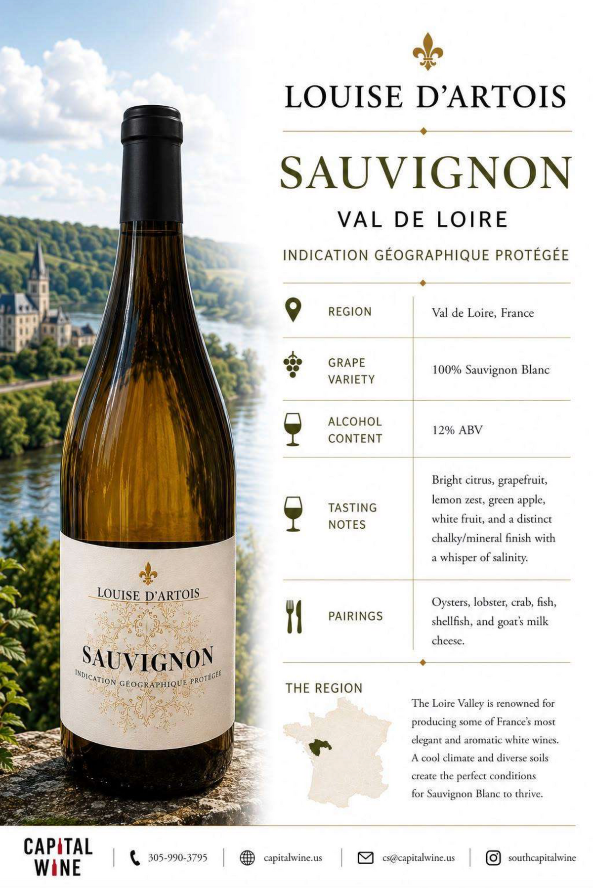 Loire Valley, Louise Artois, Sauvignon Blanc 2023 - 750/12