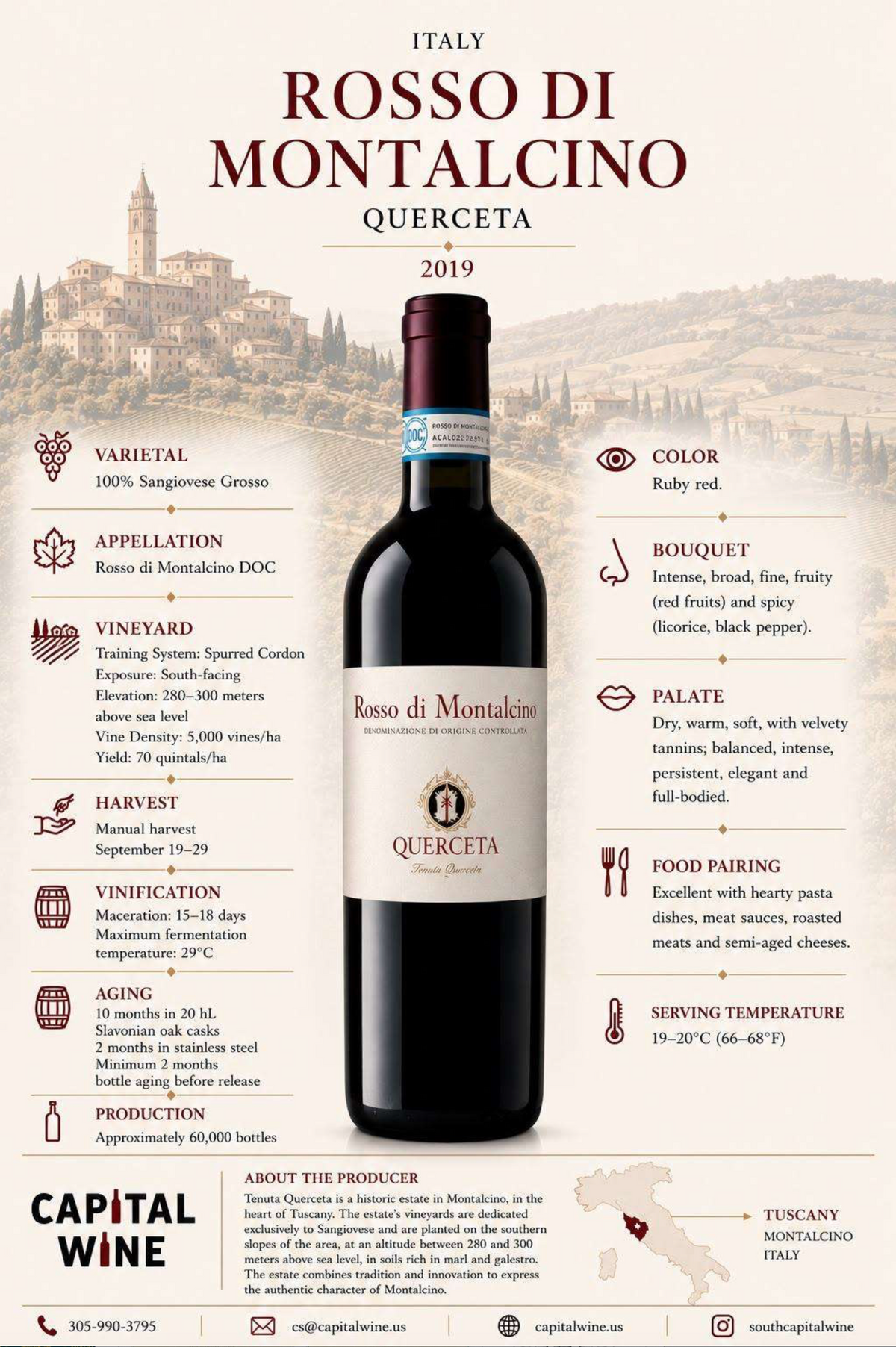Italy - Rosso di Montalcino Querceta 2022 - 750/12