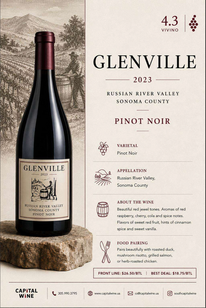 Russian River, Glenville Pinot Noir 2023 - 750/12