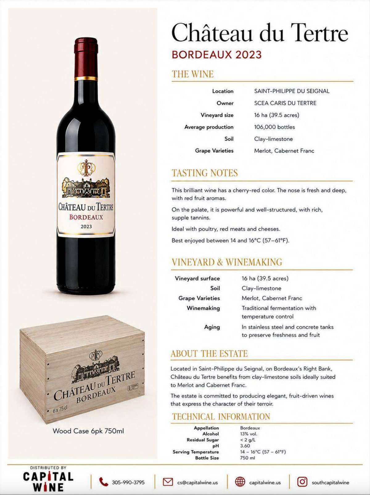 Chateau du Tertre wood case 2023 Bordeaux