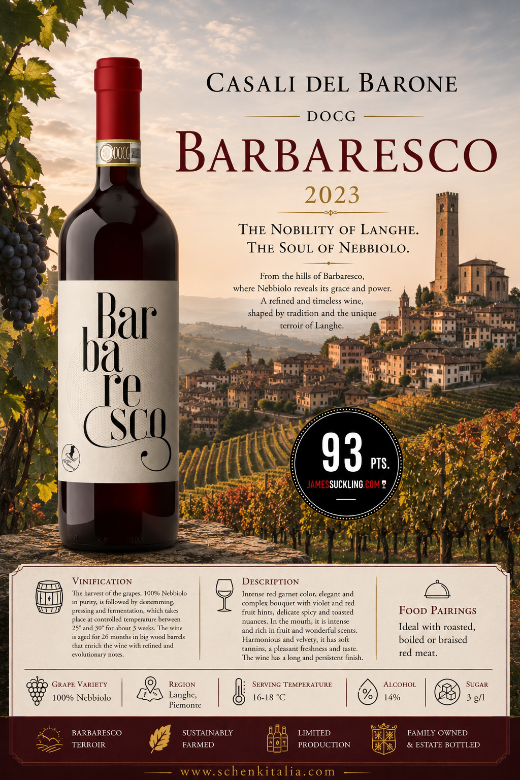 Barbaresco DOCG, Casali del Barone 2023 93pts JS
