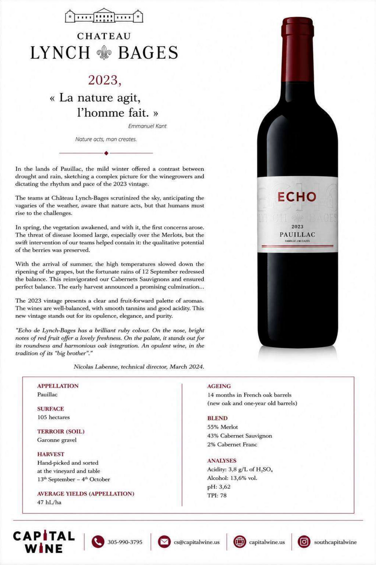 Pauillac, Echo De Lynch-Bages - 750/12