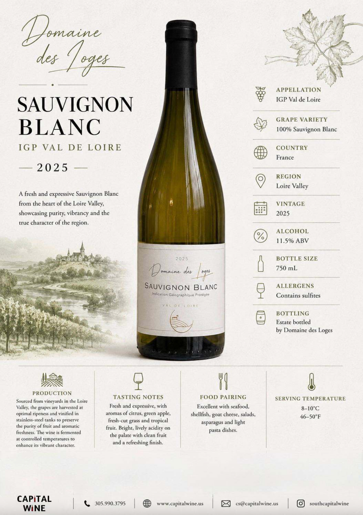 Loire Valley, Domaine des Loges, Sauvignon Blanc 2023 - 750/12