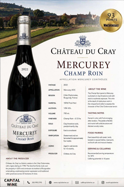 Chateau du Cray, Champ Roin Mercurey red 2022 93pts WE